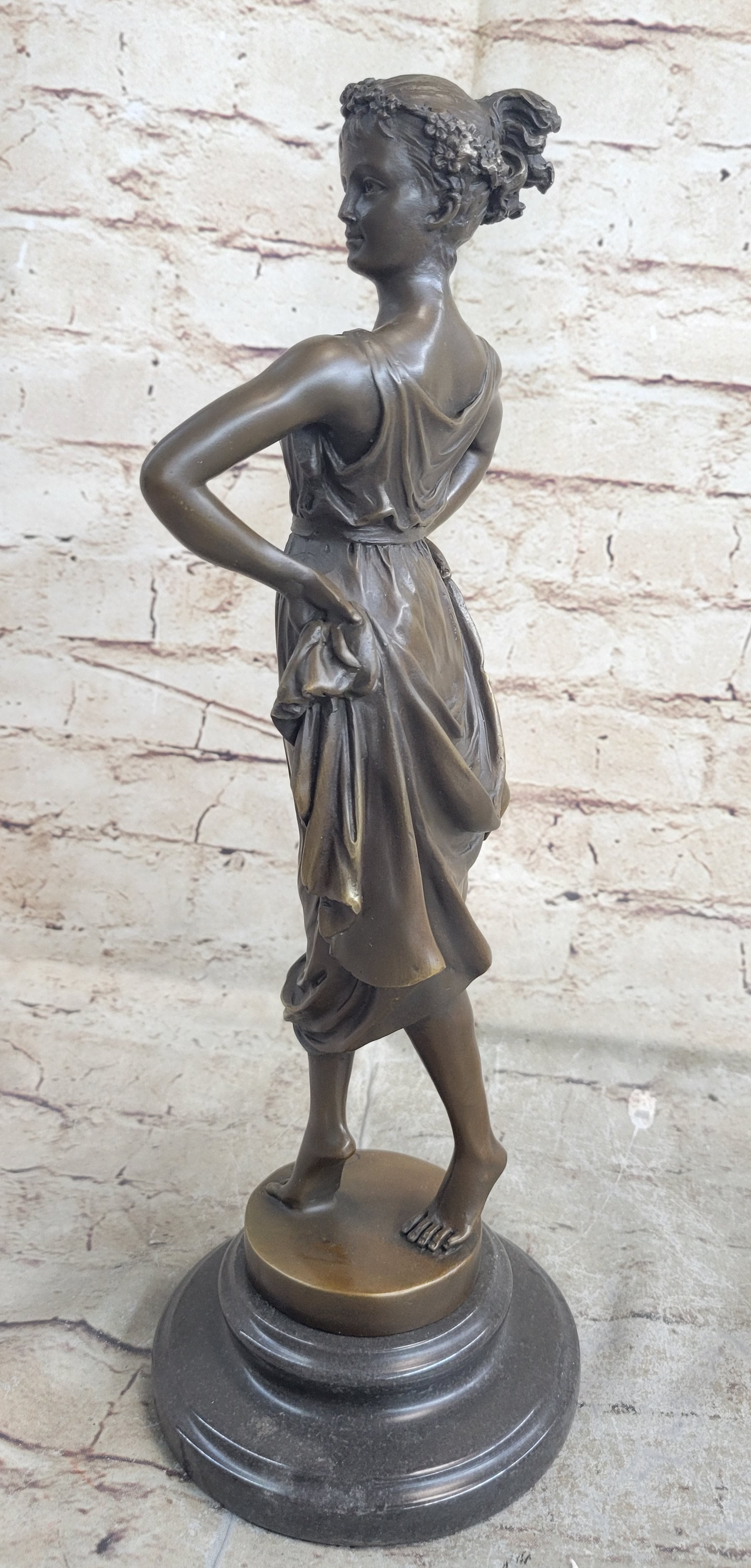 Bronze Sculpture of Woman With Hands on Hips 14.5" x 6"