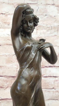 Semi Nude Girl in Graceful Pose Bronze Statue Sculpture Female Figure 14" x 5"