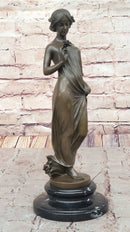 Pittaluga “Woman with Flower” – Bronze Sculpture on Marble