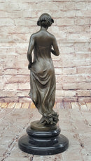 Pittaluga “Woman with Flower” – Bronze Sculpture on Marble