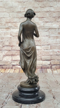 Pittaluga “Woman with Flower” – Bronze Sculpture on Marble