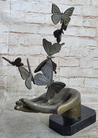 Butterflies in Hand Abstract Bronze Sculpture 12" x 11"