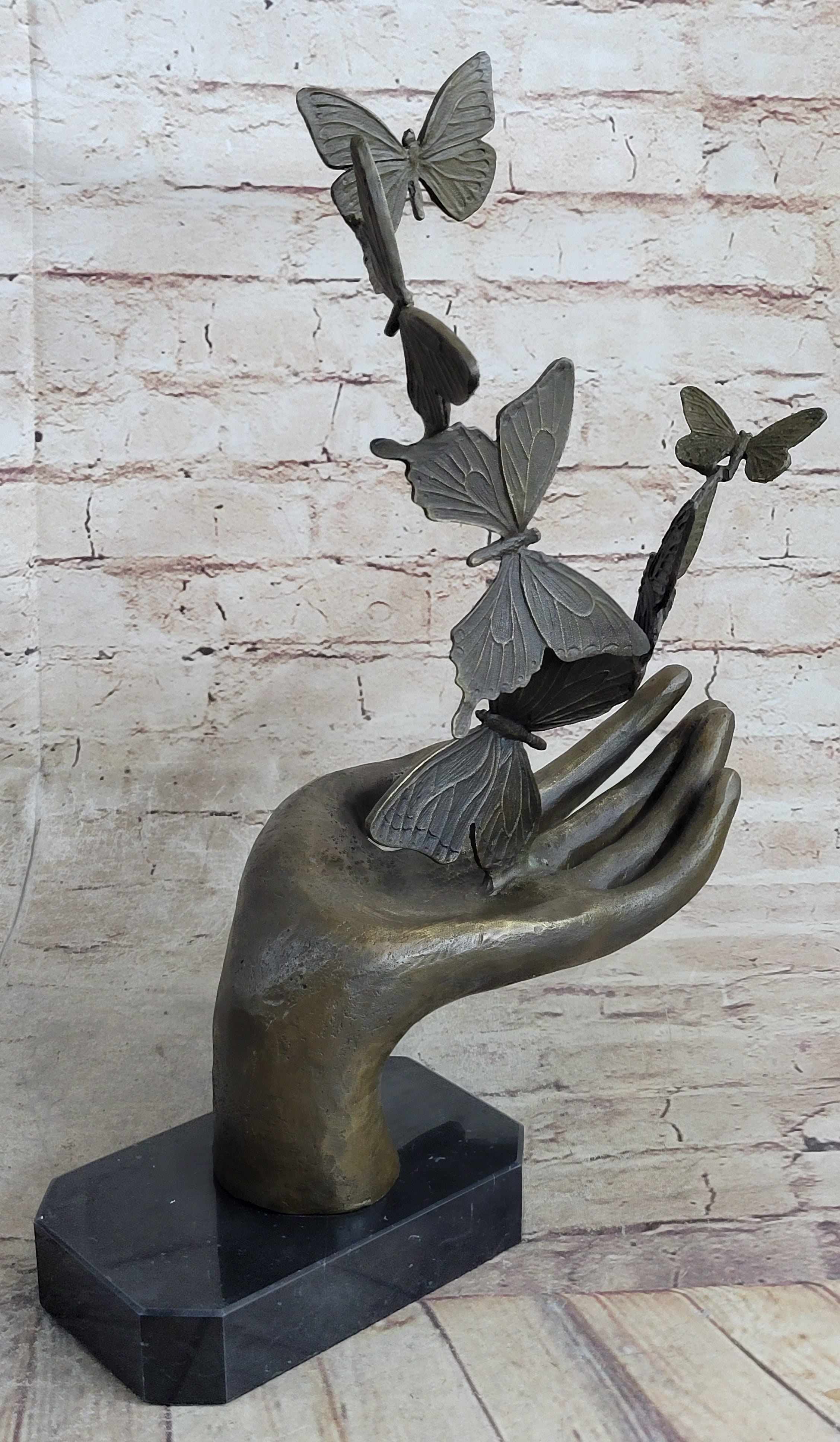 Butterflies in Hand Abstract Bronze Sculpture 12" x 11"