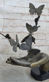 Butterflies in Hand Abstract Bronze Sculpture 12" x 11"