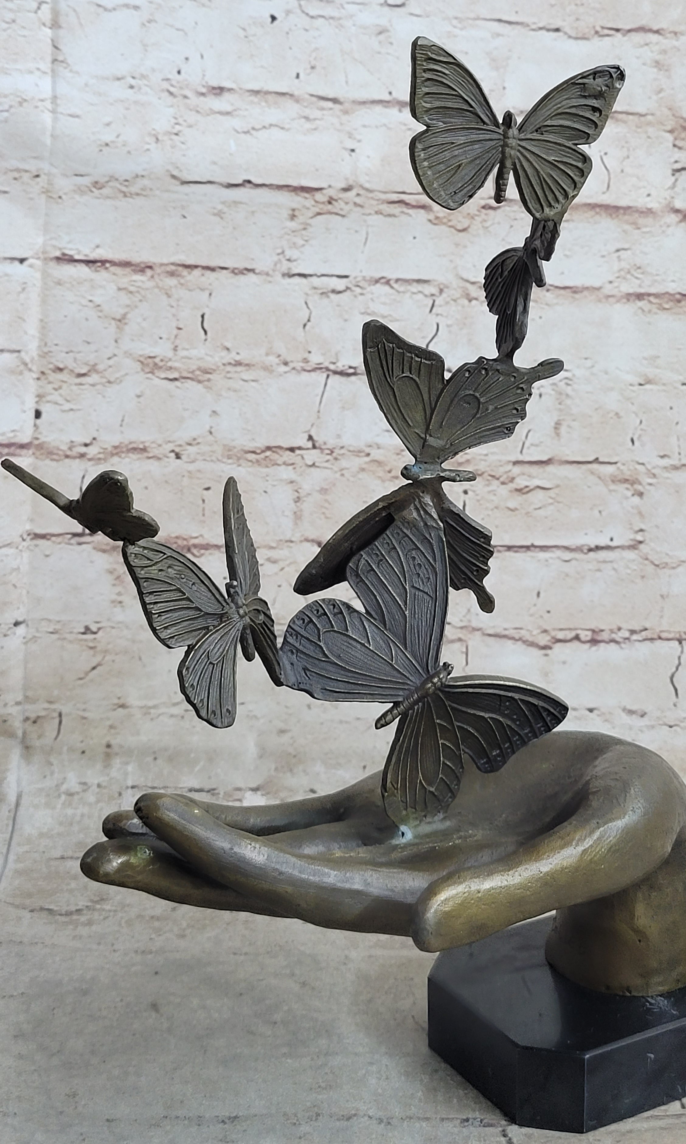 Butterflies in Hand Abstract Bronze Sculpture 12" x 11"