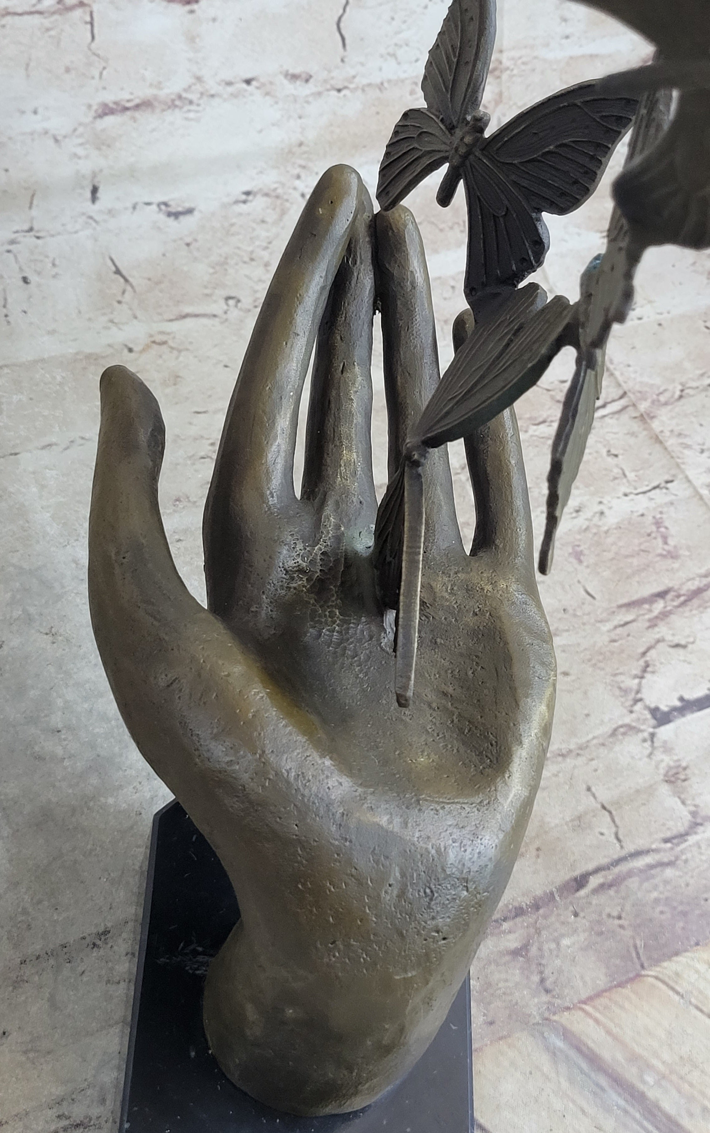 Butterflies in Hand Abstract Bronze Sculpture 12" x 11"