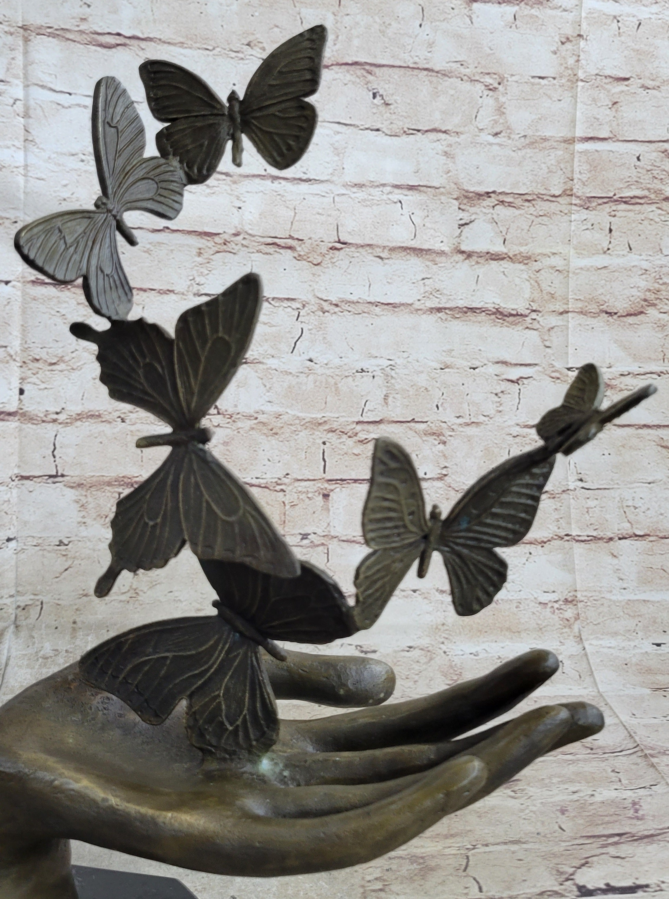 Butterflies in Hand Abstract Bronze Sculpture 12" x 11"