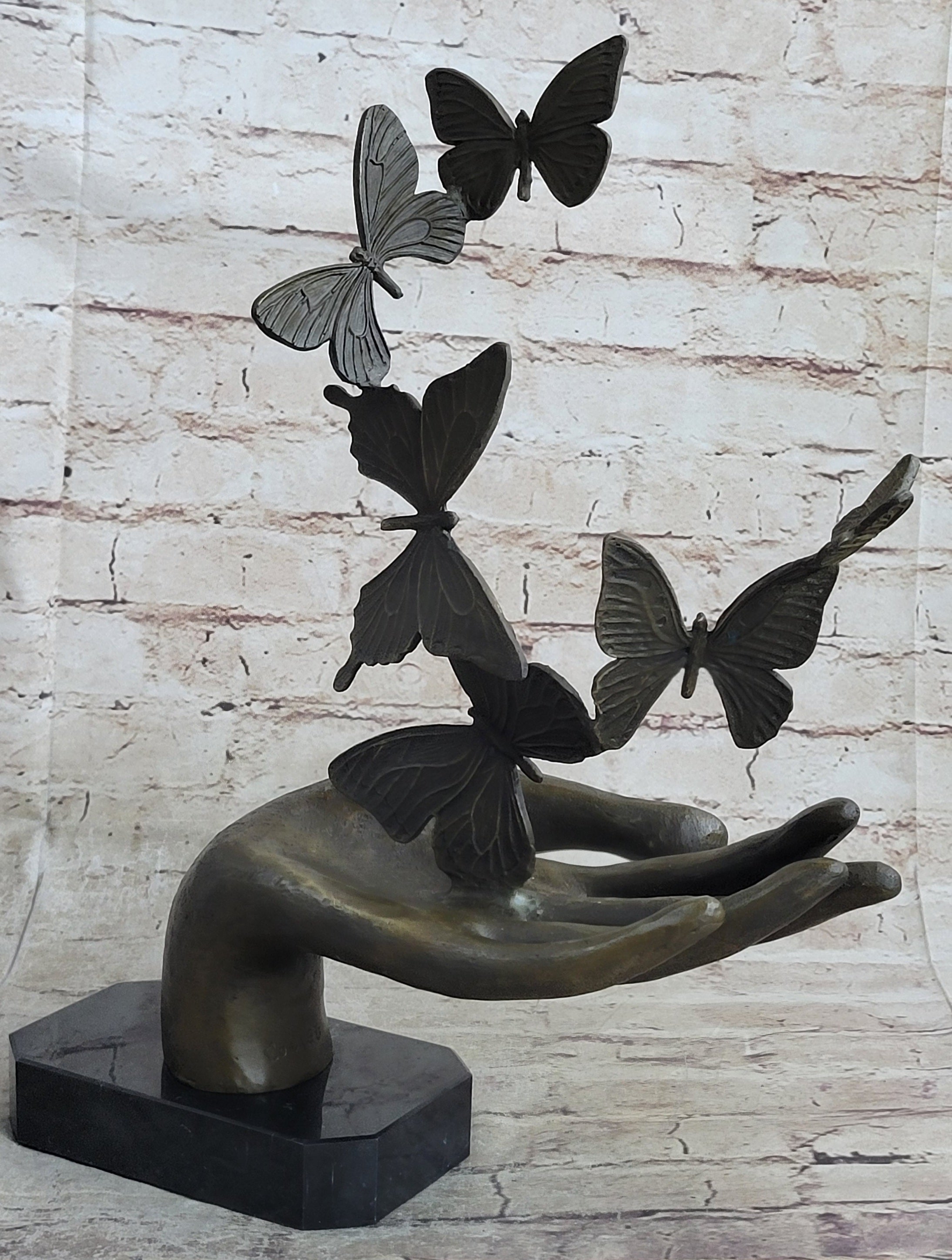 Butterflies in Hand Abstract Bronze Sculpture 12" x 11"