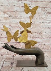 Genuine Bronze Contemporary Art Sculpture Flying Away Butterflies by Milo
