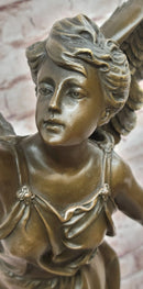 Greek Victory Goddess Nike Statue Sculpture Hot Cast Bronze Signed Moreau Figure