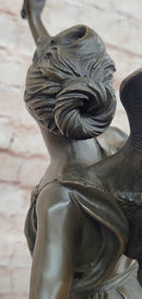 Greek Victory Goddess Nike Statue Sculpture Hot Cast Bronze Signed Moreau Figure