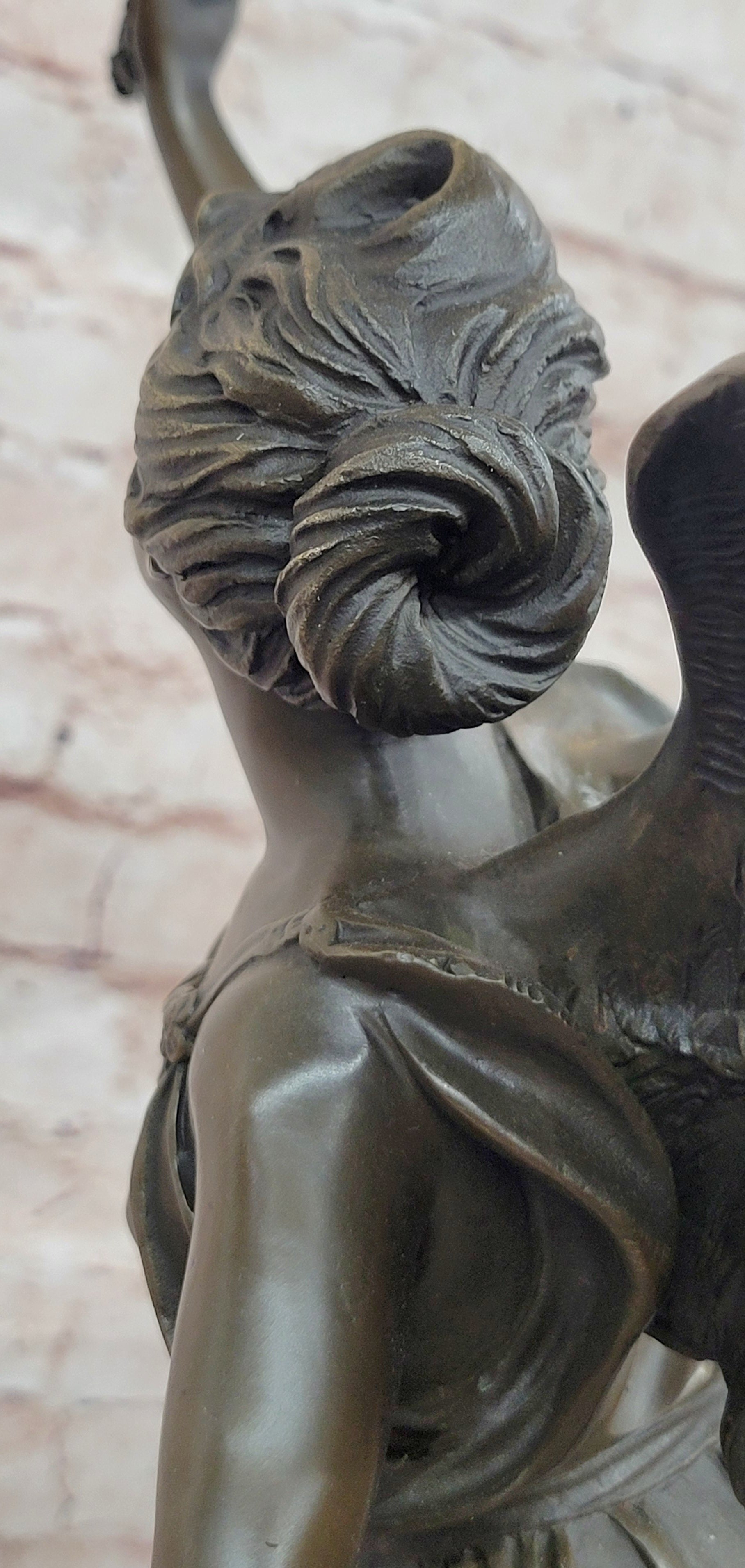 Greek Victory Goddess Nike Statue Sculpture Hot Cast Bronze Signed Moreau Figure