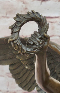 Greek Victory Goddess Nike Statue Sculpture Hot Cast Bronze Signed Moreau Figure