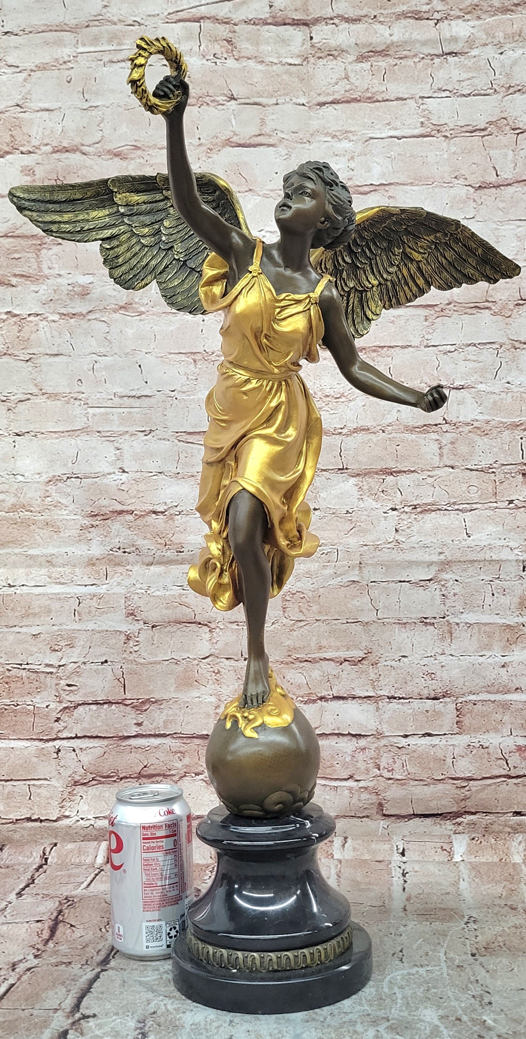 Bronze Greek Victory Goddess Statue. Sculpture Art Deco Home Decor Gilt