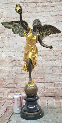 Bronze Greek Victory Goddess Statue. Sculpture Art Deco Home Decor Gilt