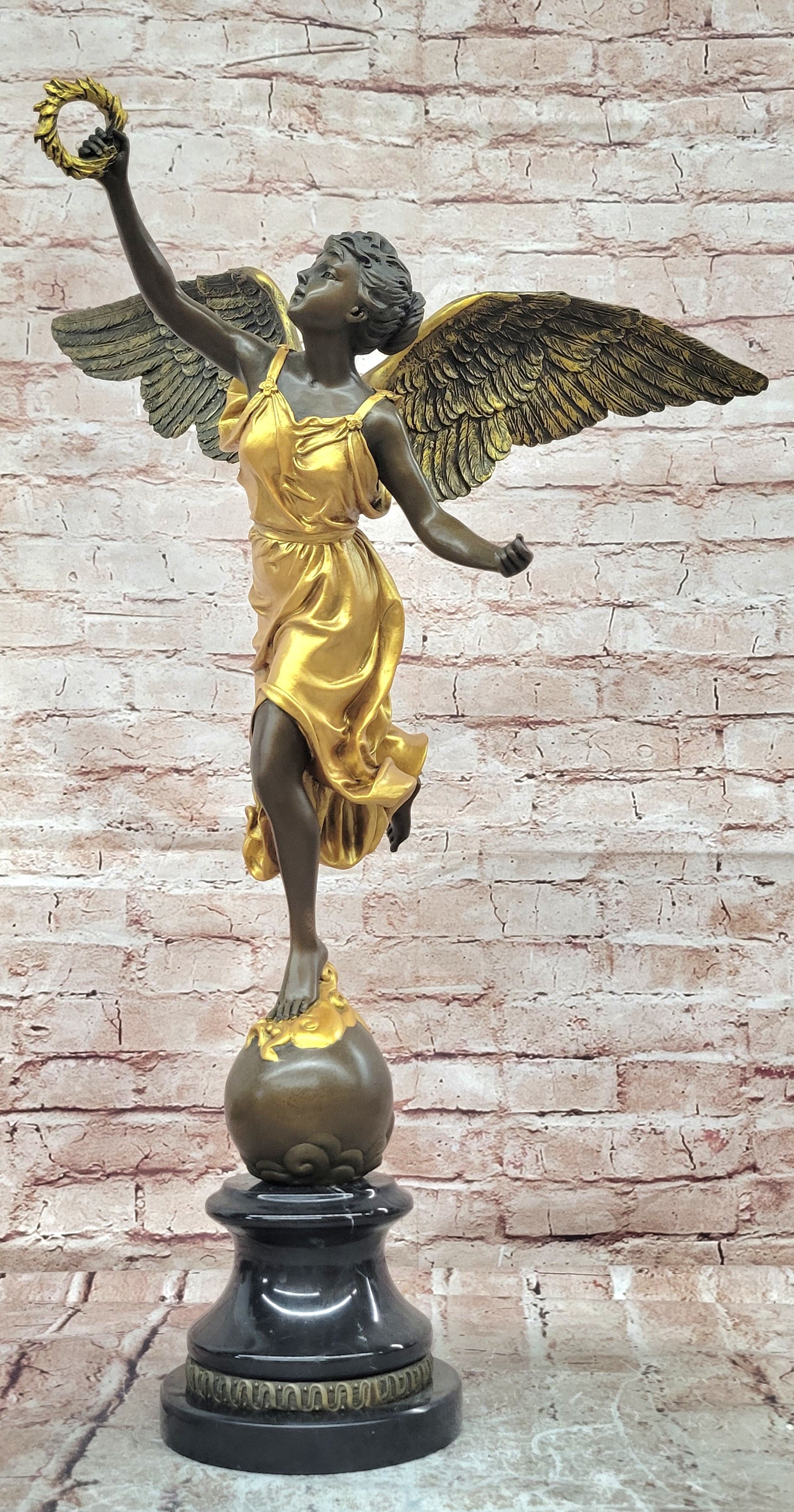 Bronze Greek Victory Goddess Statue. Sculpture Art Deco Home Decor Gilt