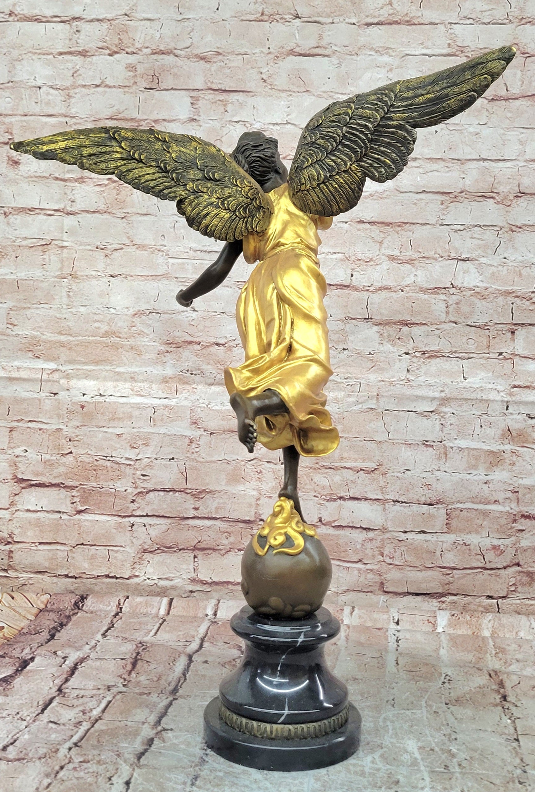Bronze Greek Victory Goddess Statue. Sculpture Art Deco Home Decor Gilt