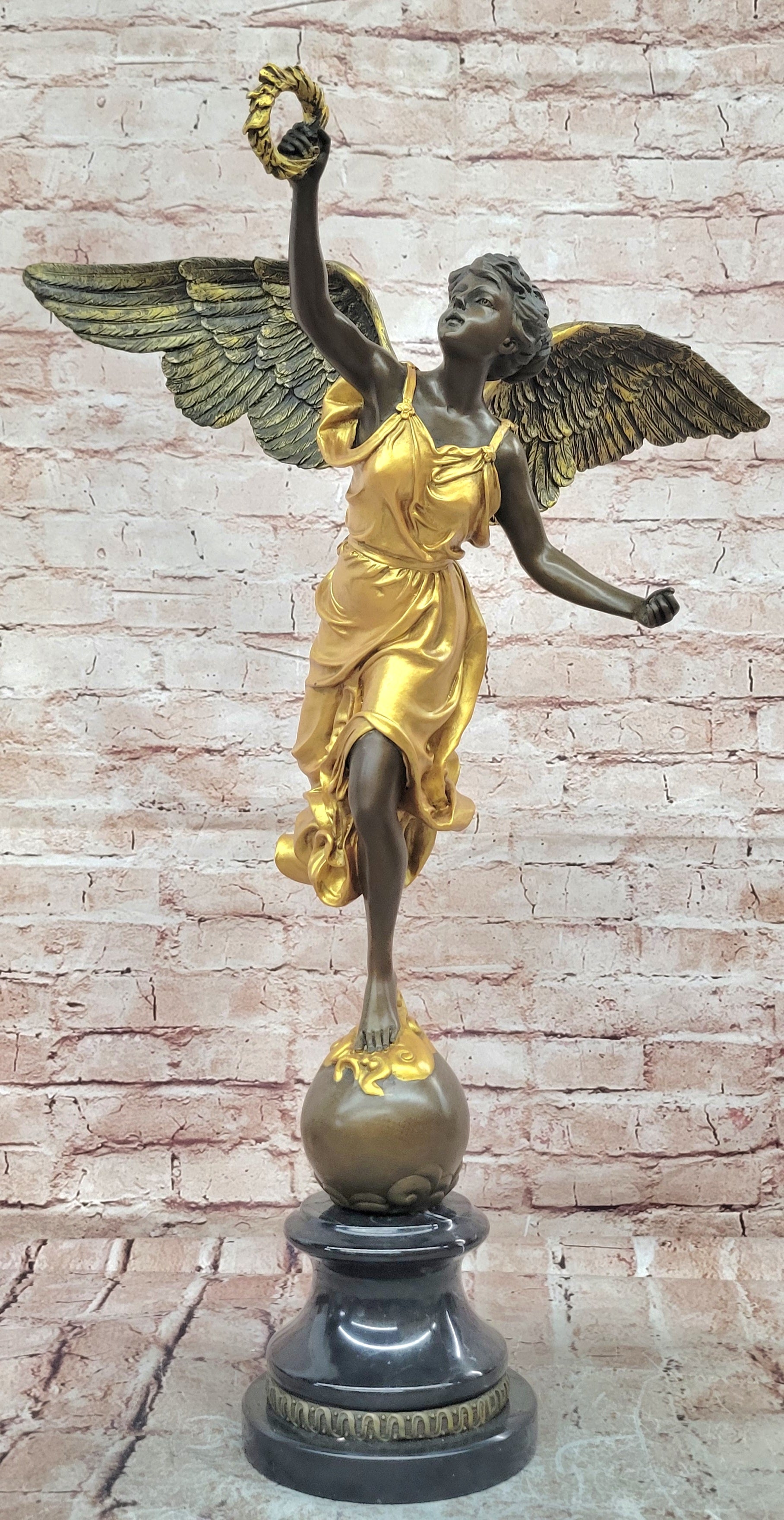 Bronze Greek Victory Goddess Statue. Sculpture Art Deco Home Decor Gilt