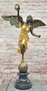 Bronze Greek Victory Goddess Statue. Sculpture Art Deco Home Decor Gilt