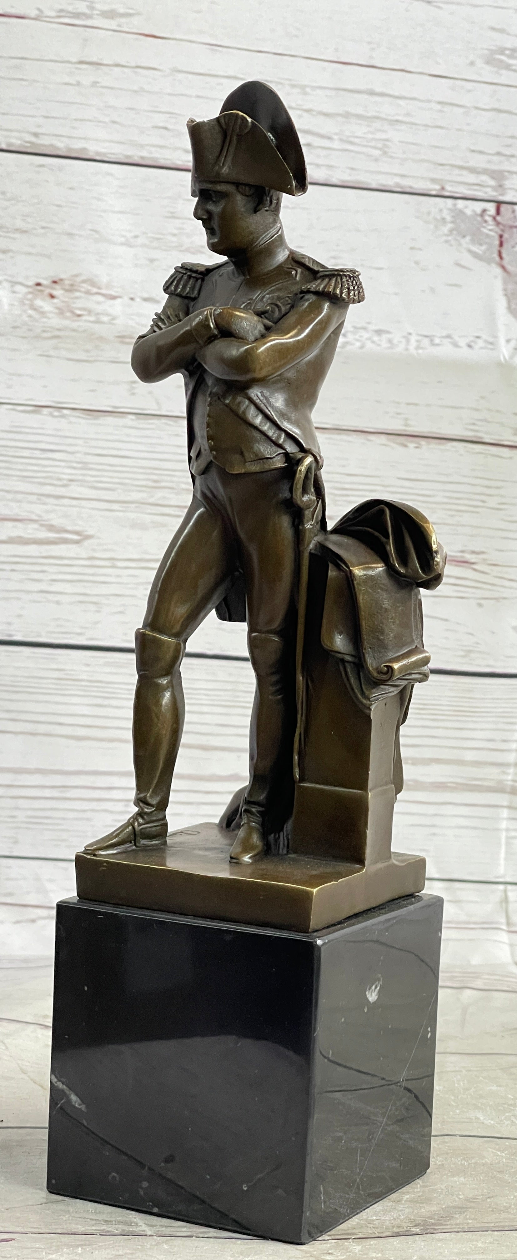 Napoleon Bonaparte Bronze Metal Statue Sculpture on Marble Base