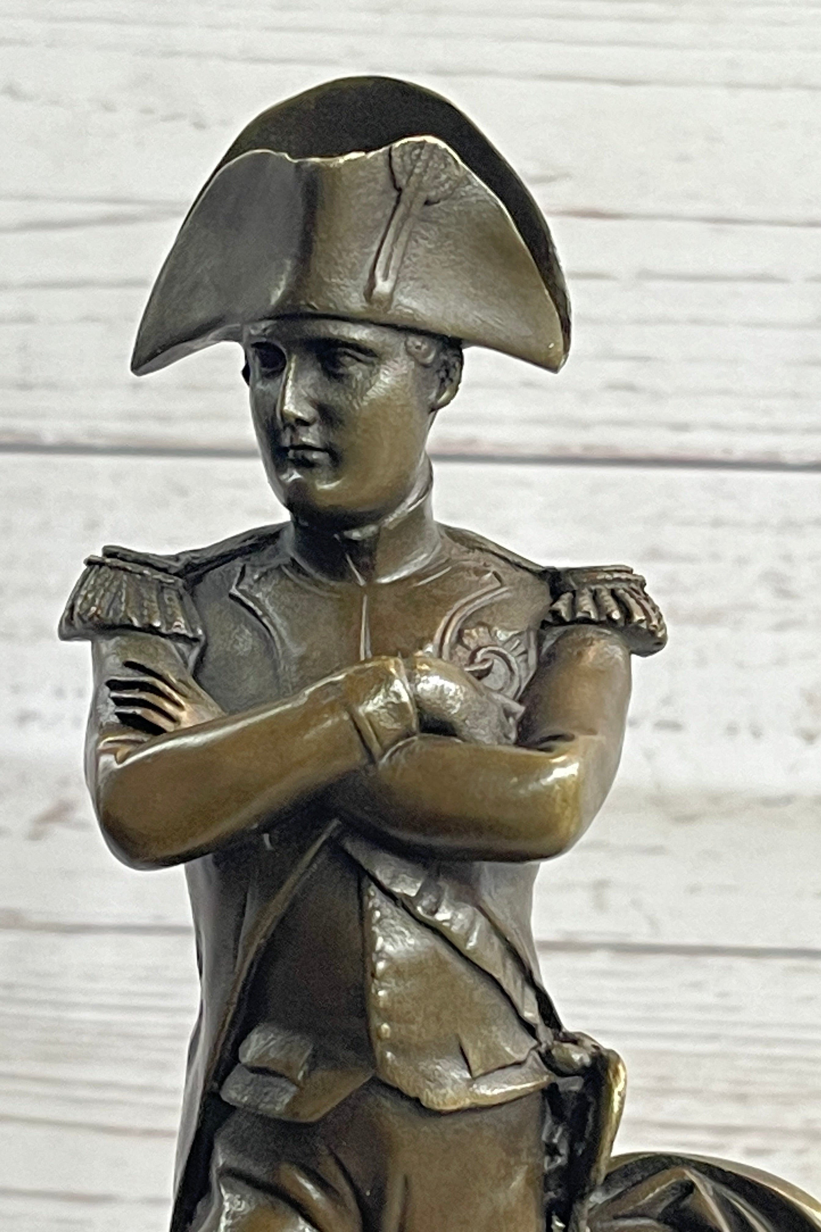Napoleon Bonaparte Bronze Metal Statue Sculpture on Marble Base