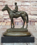 Horse Jockey Racing Equine Art Bronze Sculpture 8" x 6.5"