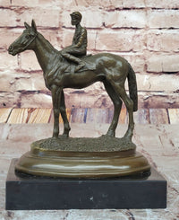 Horse Jockey Racing Equine Art Bronze Sculpture 8" x 6.5"