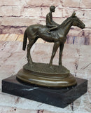 Horse Jockey Racing Equine Art Bronze Sculpture 8" x 6.5"