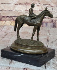 Horse Jockey Racing Equine Art Bronze Sculpture 8" x 6.5"