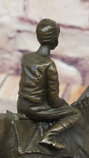 Horse Jockey Racing Equine Art Bronze Sculpture 8" x 6.5"