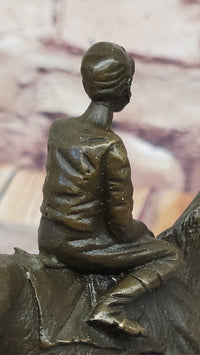 Horse Jockey Racing Equine Art Bronze Sculpture 8" x 6.5"