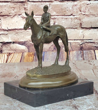 Horse Jockey Racing Equine Art Bronze Sculpture 8" x 6.5"