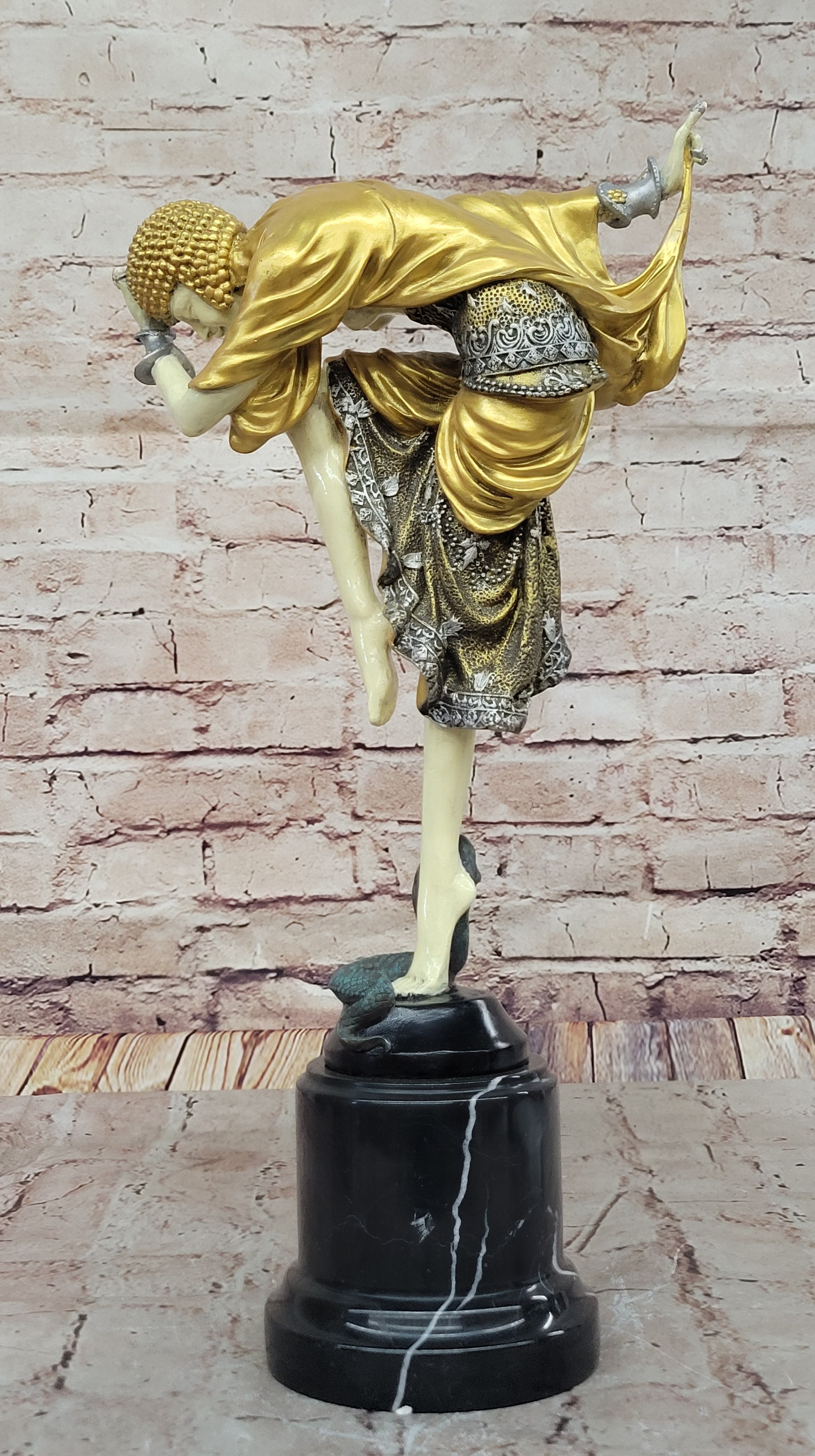 Bronze Sculpture Ankara Female Dancer Art Deco by J.R Colinet
