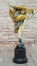 Bronze Sculpture Ankara Female Dancer Art Deco by J.R Colinet