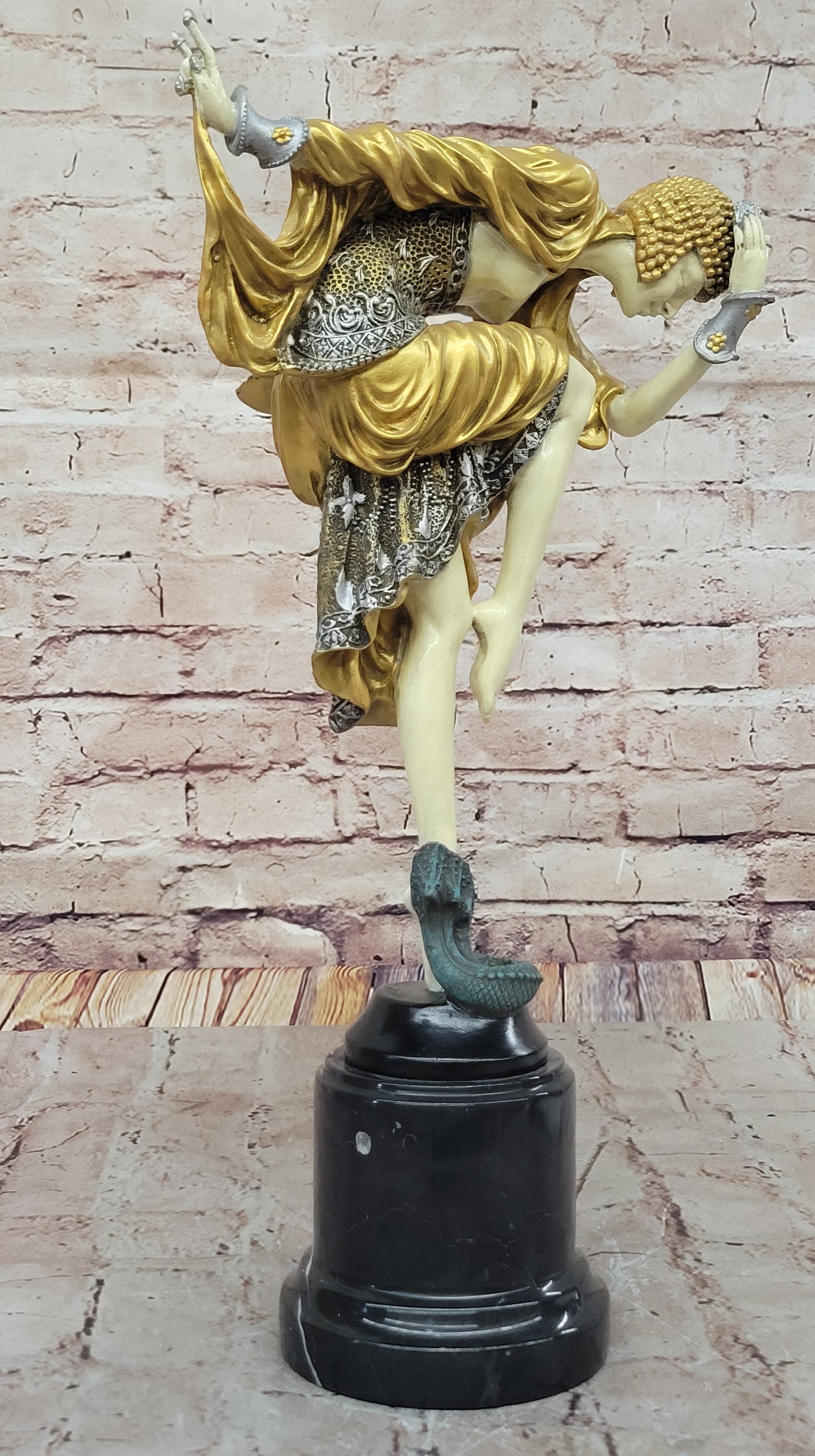 Bronze Sculpture Ankara Female Dancer Art Deco by J.R Colinet