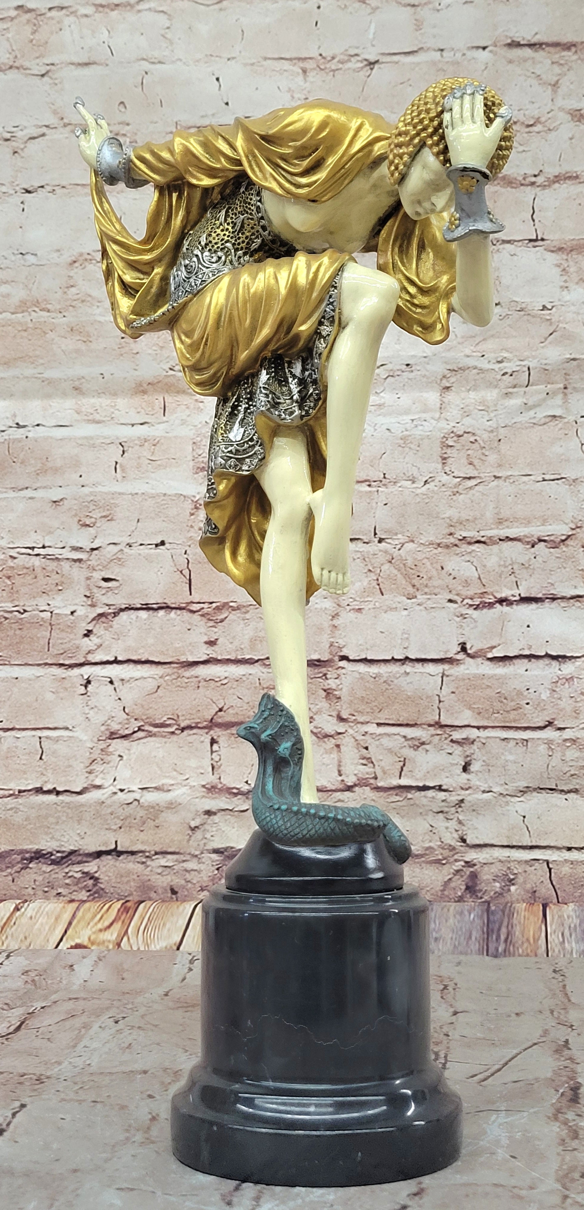 Bronze Sculpture Ankara Female Dancer Art Deco by J.R Colinet