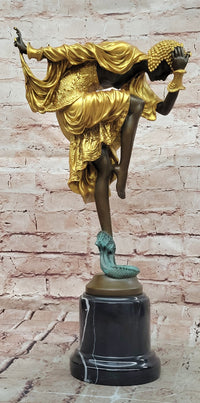 A Bronze And Marble Sculpture, ''Ankara Dancer signed schwalenberg Hand Made