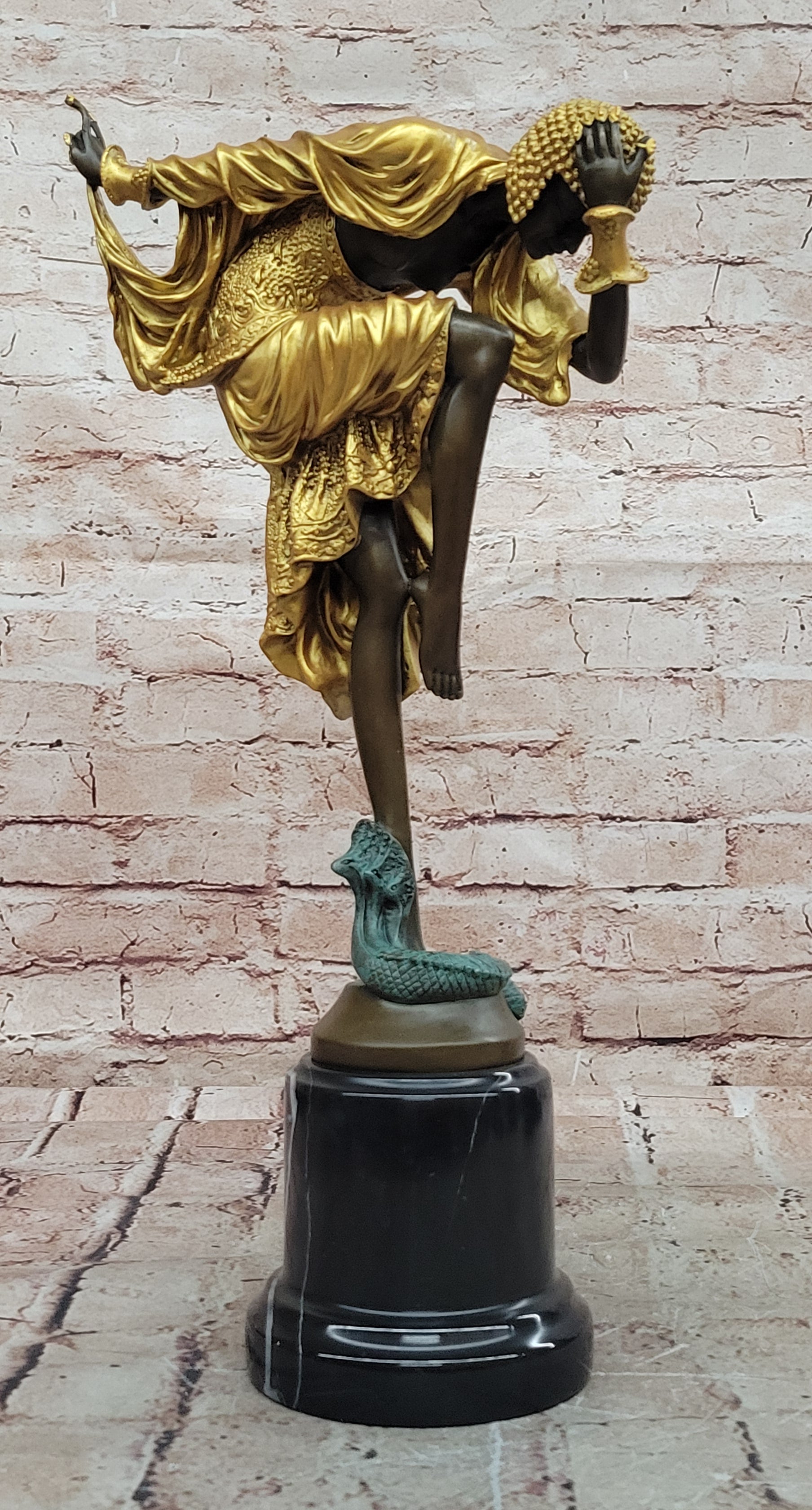 A Bronze And Marble Sculpture, ''Ankara Dancer signed schwalenberg Hand Made