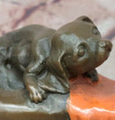 Signed Original Miguel Lopez Girl With Dog Bronze Sculpture Statue Figurine Sale