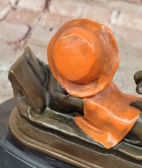 Signed Original Miguel Lopez Girl With Dog Bronze Sculpture Statue Figurine Sale