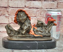 Art Collection Reading Girl Hand-Made Bronze Sculpture Home Decor Signed Milo Statue