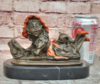 Art Collection Reading Girl Hand-Made Bronze Sculpture Home Decor Signed Milo Statue