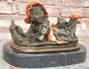 Art Collection Reading Girl Hand-Made Bronze Sculpture Home Decor Signed Milo Statue