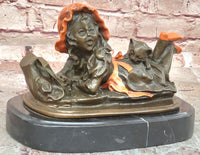 Art Collection Reading Girl Hand-Made Bronze Sculpture Home Decor Signed Milo Statue
