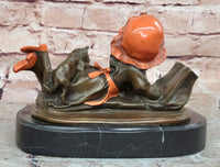 Art Collection Reading Girl Hand-Made Bronze Sculpture Home Decor Signed Milo Statue