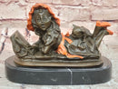 Art Collection Reading Girl Hand-Made Bronze Sculpture Home Decor Signed Milo Statue