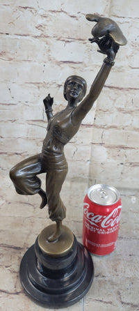 Parrot Girl Bronze Figure after Paul Philippe Dancer Girl Bird