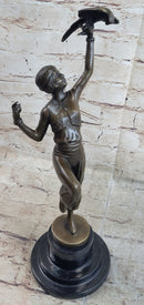 Parrot Girl Bronze Figure after Paul Philippe Dancer Girl Bird