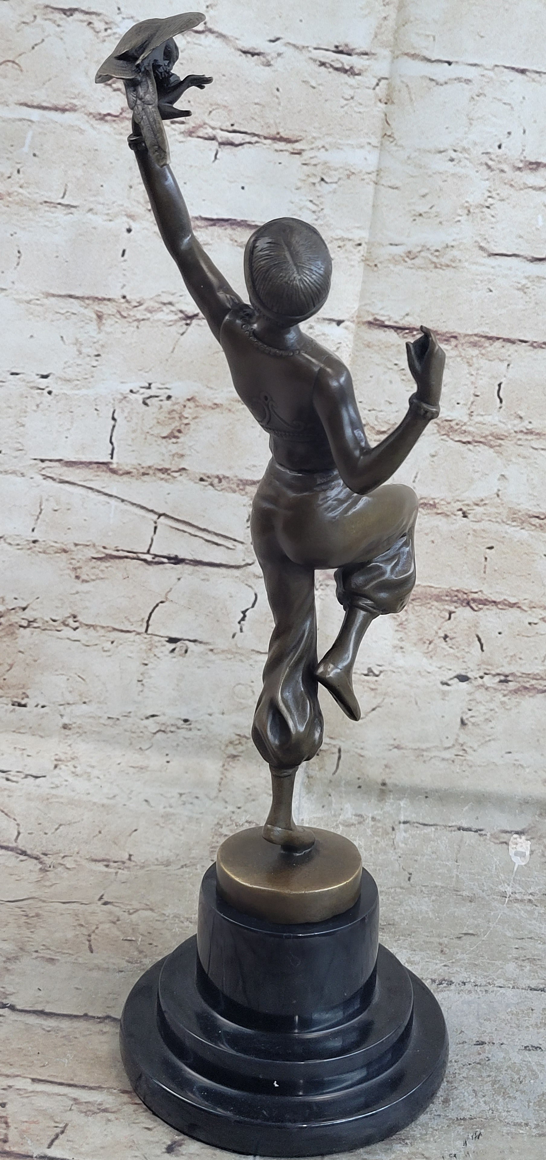 Parrot Girl Bronze Figure after Paul Philippe Dancer Girl Bird