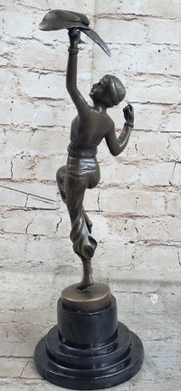 Parrot Girl Bronze Figure after Paul Philippe Dancer Girl Bird